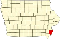 State map highlighting Des Moines County