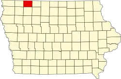 State map highlighting Dickinson County