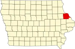 State map highlighting Dubuque County