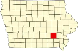 State map highlighting Keokuk County