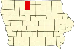 State map highlighting Kossuth County