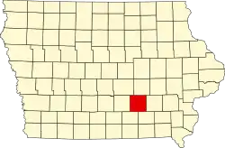 State map highlighting Mahaska County