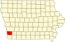 State map highlighting Mills County