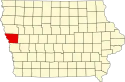 State map highlighting Monona County