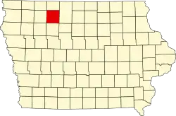 State map highlighting Palo Alto County