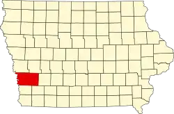State map highlighting Pottawattamie County