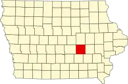 State map highlighting Poweshiek County