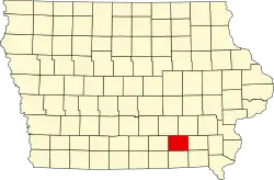 State map highlighting Wapello County