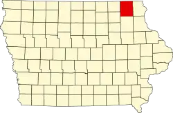 State map highlighting Winneshiek County