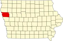 State map highlighting Woodbury County