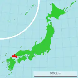 Location of Yamaguchi in Japan