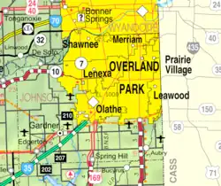 KDOT map of Johnson County (legend)