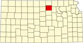 State map highlighting Cloud County