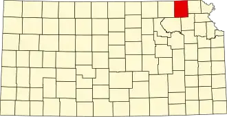 Map of Kansas highlighting Nemaha County
