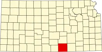 Map of Kansas highlighting Sumner County
