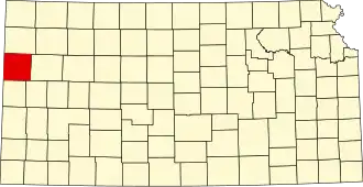 Map of Kansas highlighting Wallace County
