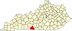Map of Kentucky highlighting Allen County