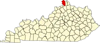 Map of Kentucky highlighting Boone County
