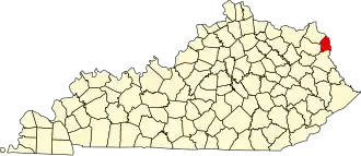 Map of Kentucky highlighting Boyd County