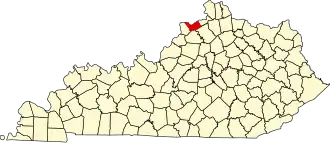 Map of Kentucky highlighting Carroll County