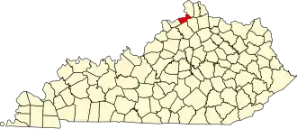 Map of Kentucky highlighting Gallatin County