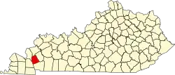 Map of Kentucky highlighting Lyon County