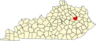 Map of Kentucky highlighting Menifee County
