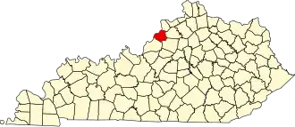 State map highlighting Oldham County