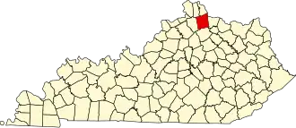 Map of Kentucky highlighting Pendleton County