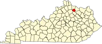 Map of Kentucky highlighting Robertson County