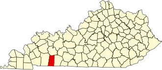 Map of Kentucky highlighting Todd County