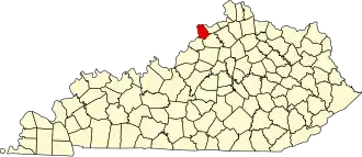 State map highlighting Trimble County
