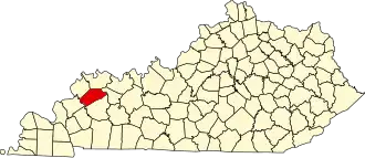 Map of Kentucky highlighting Webster County