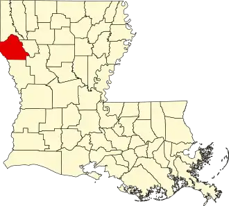 Map of Louisiana highlighting DeSoto Parish
