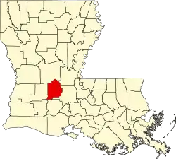 State map highlighting Evangeline Parish