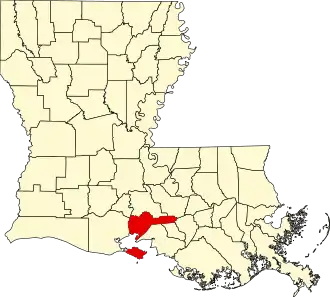 State map highlighting Iberia Parish
