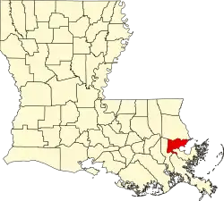State map highlighting Orleans Parish