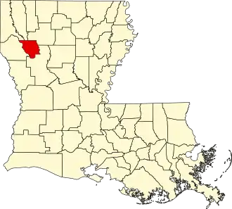Map of Louisiana highlighting Red River Parish