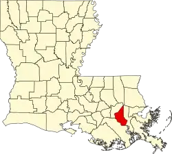 State map highlighting St. Charles Parish