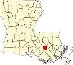 State map highlighting St. James Parish