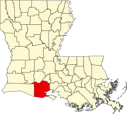 State map highlighting Vermilion Parish