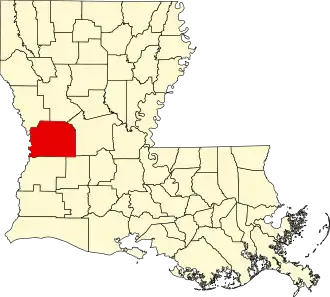 Map of Louisiana highlighting Vernon Parish