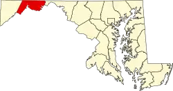 State map highlighting Allegany County