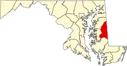 State map highlighting Caroline County
