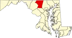 State map highlighting Carroll County