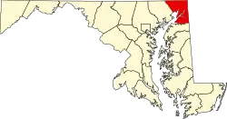 State map highlighting Cecil County