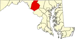 State map highlighting Frederick County