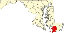 State map highlighting Somerset County