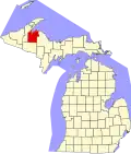 State map highlighting Baraga County