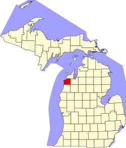 State map highlighting Benzie County